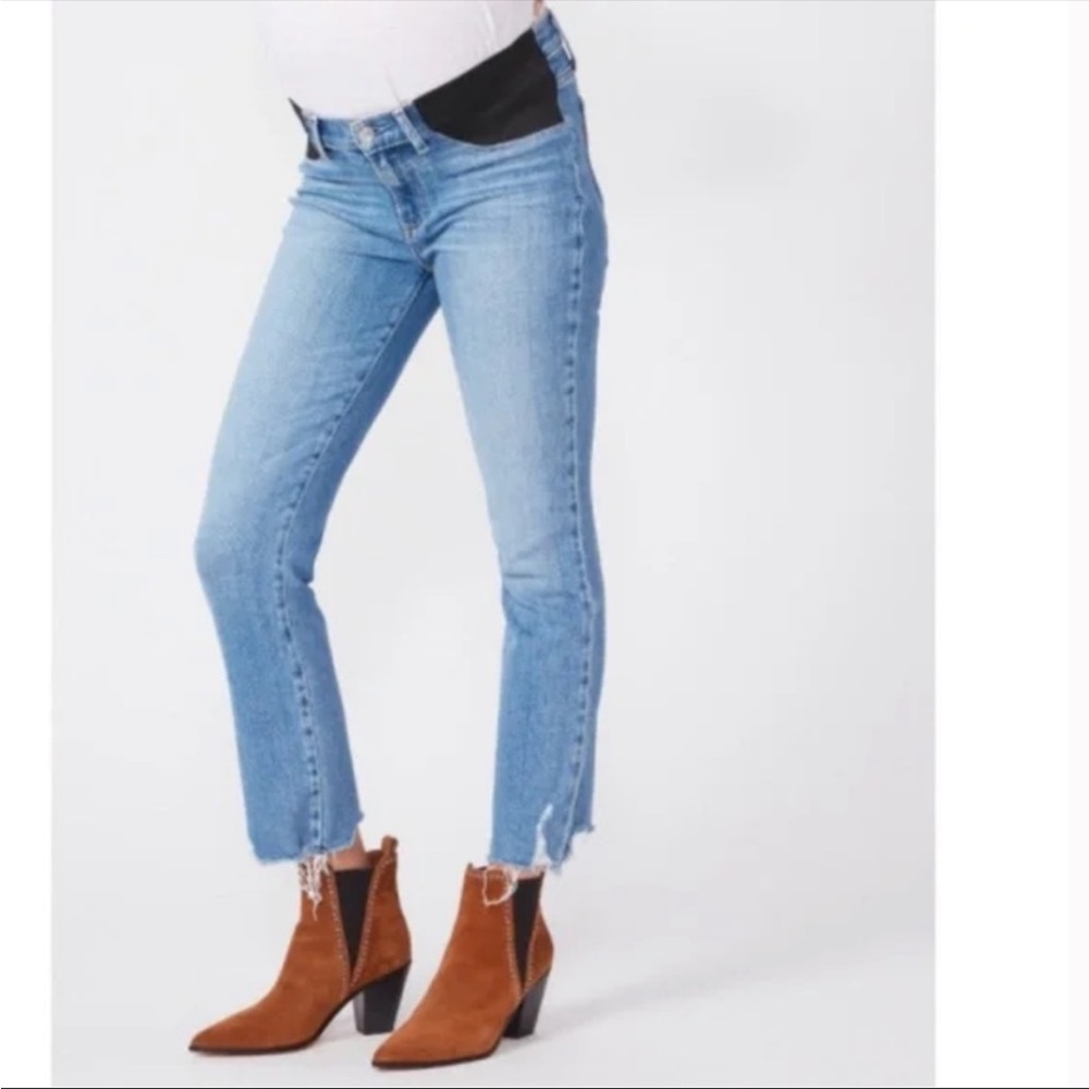 PAIGE Cindy Straight Leg Maternity Belly Panel Jeans in Mel Wash